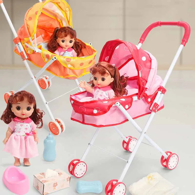 

Children's Play House Toys Simulation Hand Push A Cart Princess Doll Toys Foldable Cart Girls Interactive Toys Birthday Gifts