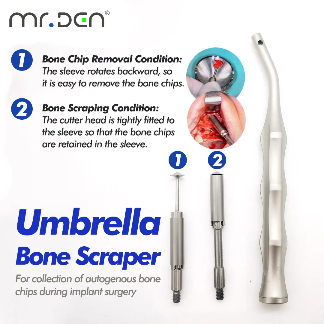 Dental Implants Bone Scraper Planer Umbrella Collection Cortical Bone Chip Scraper for Bone Gain And Powder Collection