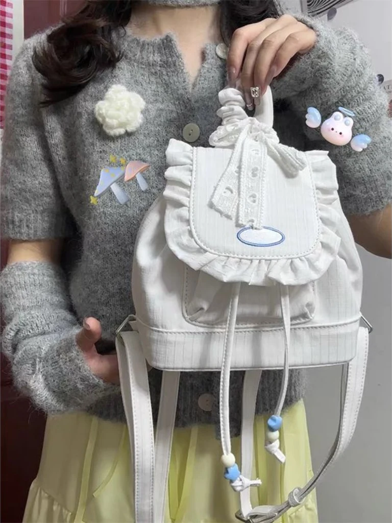 

Белая женская сумка-тоут 2025 года, новая, милая, с кружевом и клетчатым узором, большая вместительная, объемная, на два плеча, повседневная