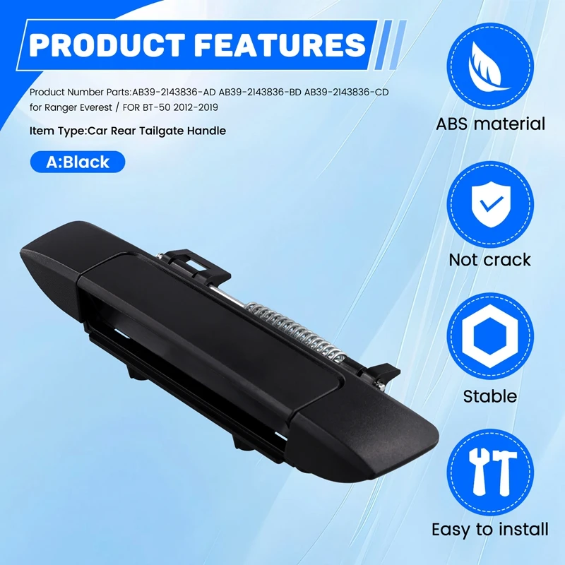 Car Rear Tailgate Handle Trunk Release Handle Switch AB39-2143836-AD For Ford Ranger Everest Mazda BT-50 2012-2019 ,A