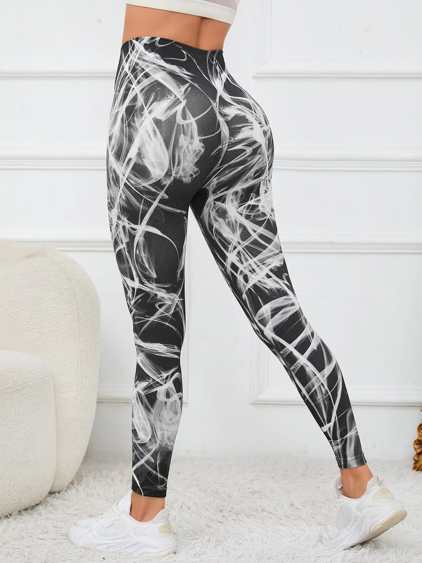 Women Seamless Tie Dye Leggings 3D Printed Fitness Tights Hip Liftting Elastic Knitting Workout Running High Waist Yoga Pants