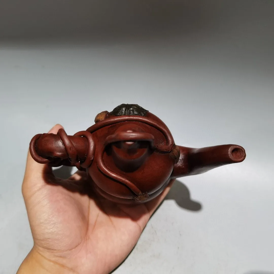 Yixing Teapot Purple Clay Pot Gourd leaf pattern Gourd shaped pot Teapot Kettle  Tasting tea ceremony Ornaments
