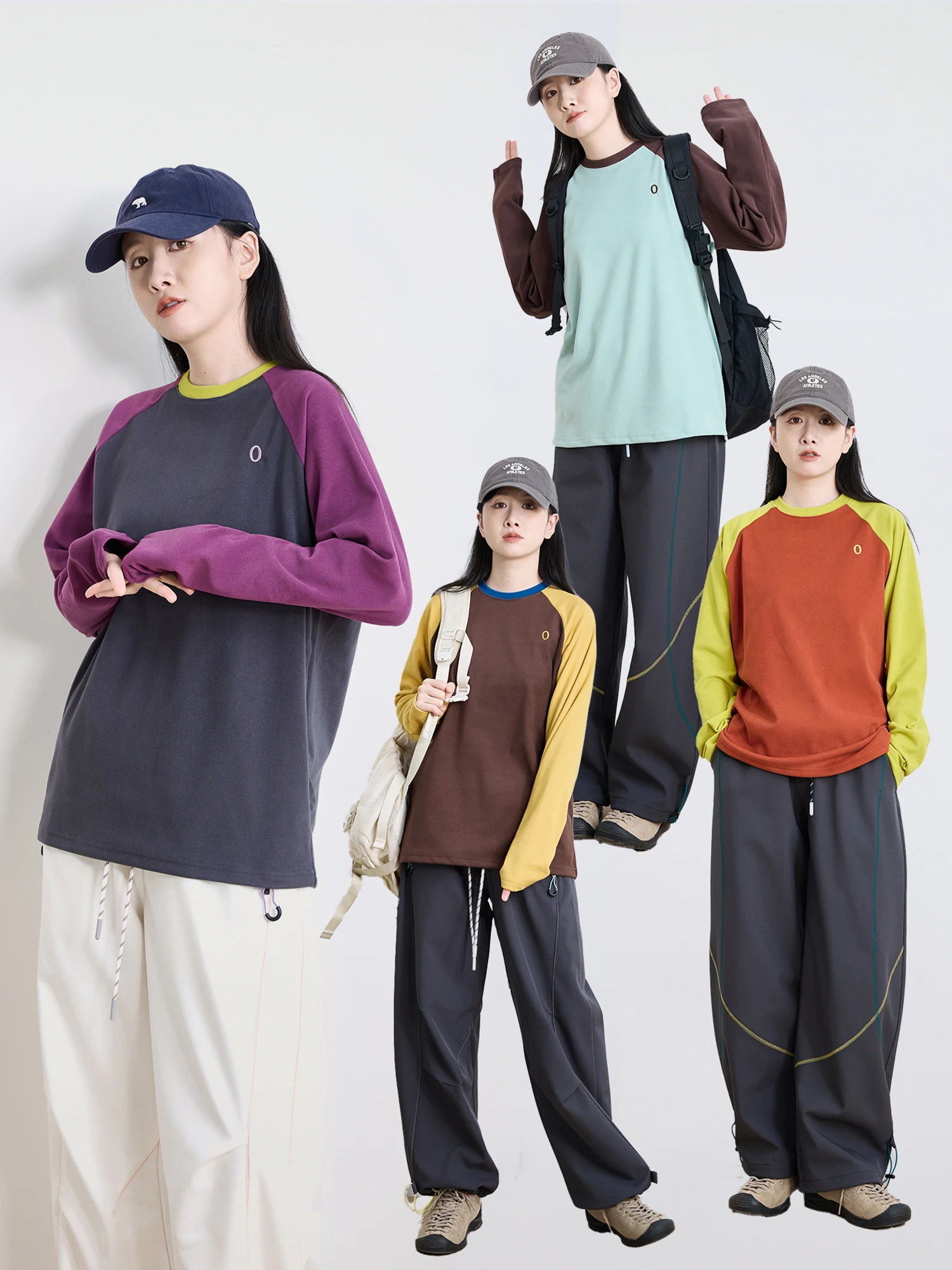 

Весенне-осенняя повседневная спортивная футболка с длинным рукавом для женщин, универсальная базовая футболка для активного отдыха, с вышивкой, термо, цветные блоки, Dervo