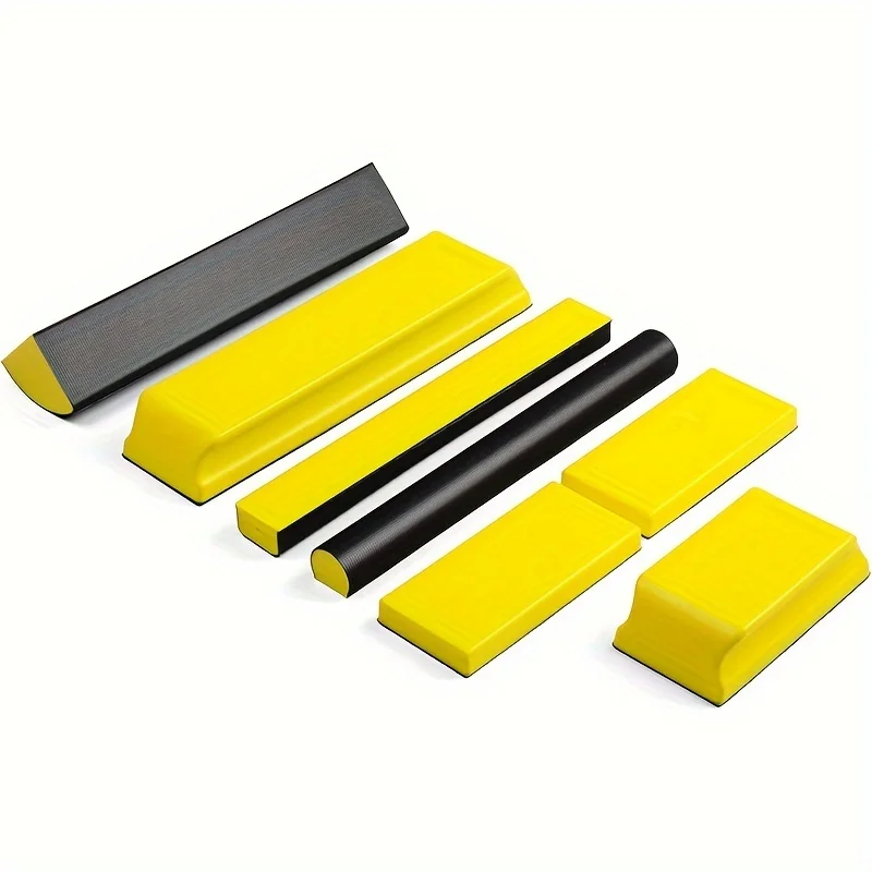 

7Pcs Hand Grinding Block Set, Hooks and Rings Replaceable Sandpaper Hand Grinding Block Rectangular Handheld Grinding Pad Manual