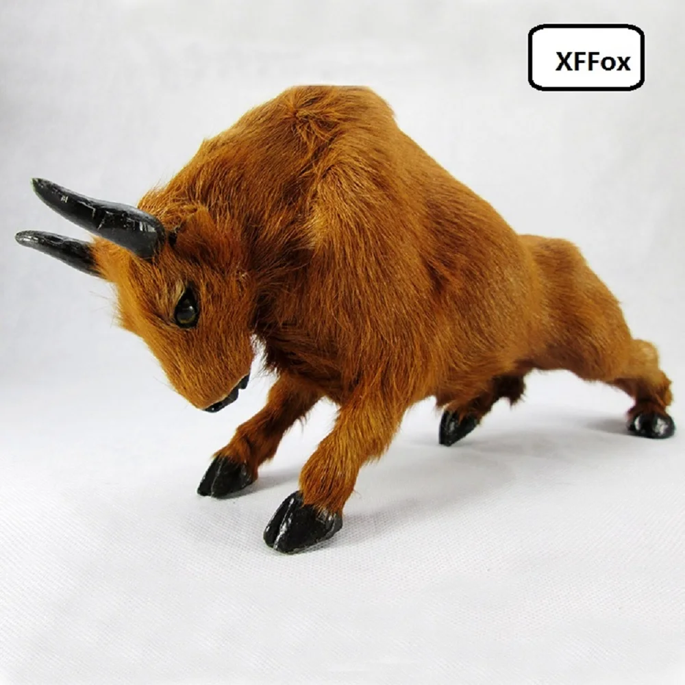 

new creative real life bull model plastic&furs simulation yellow bull gift about 31x9x16cm xf1918