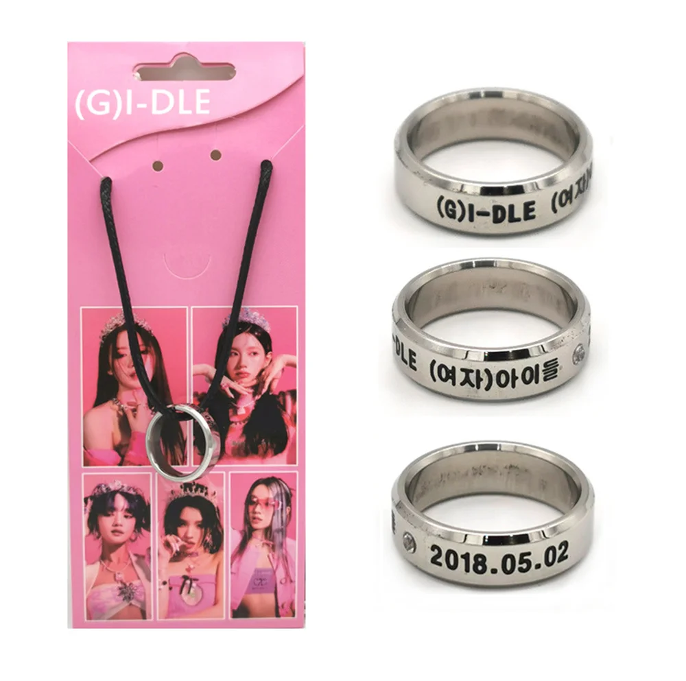 KPOP (G)I-DLE IVE NMIXX Ring STAYC Stainless Steel Ring Necklace LOONA Lettering Do Not Fade Ring Jewelry ITZY Fans Gifts