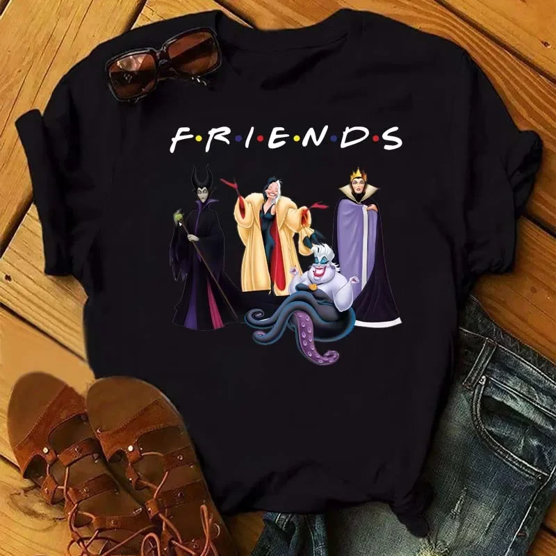 Fashion Women T-shirt Disney Villain Queen Harajuku 90s Ladies Aesthetic Friends T-shirt Kawaii Short Sleeves Oversized T Shirt