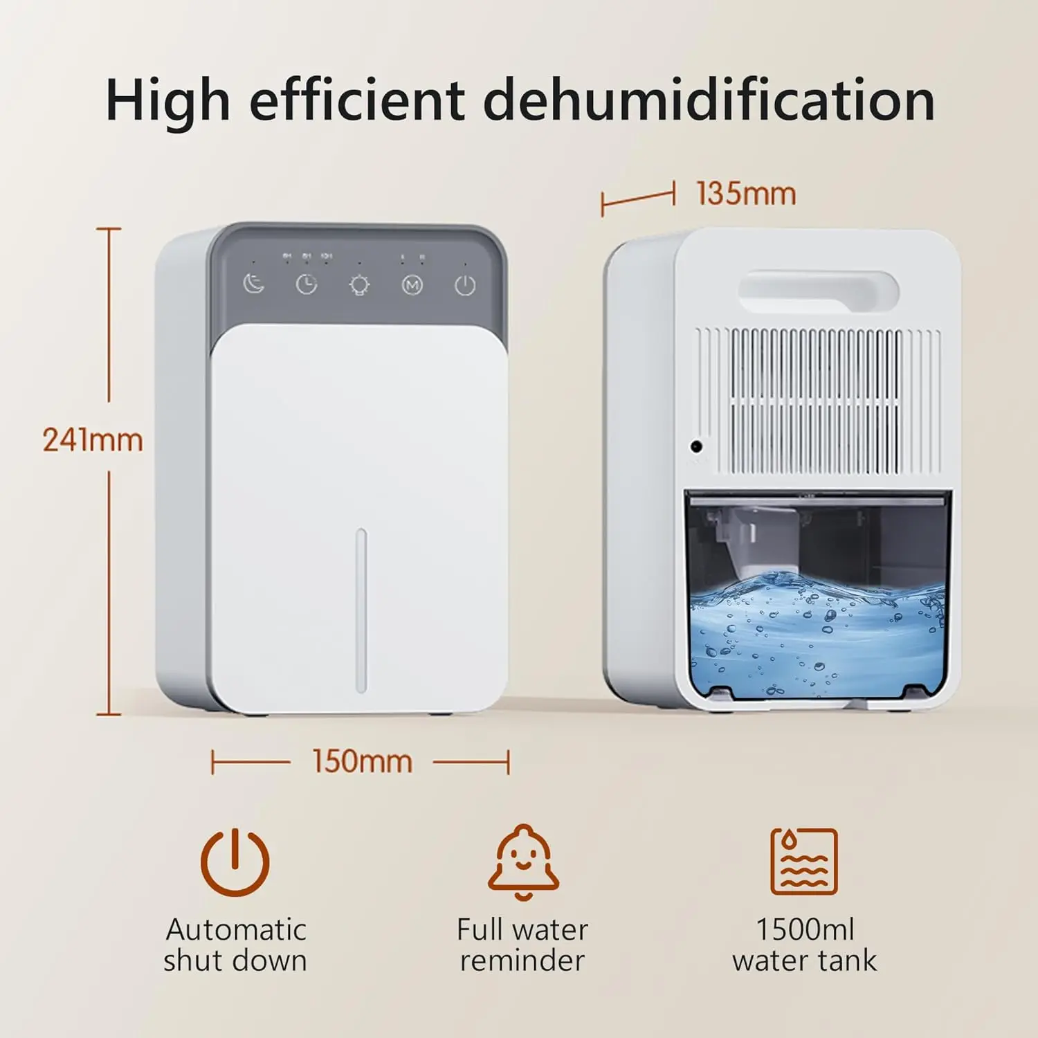Inteligentny przenośny osuszacz powietrza z funkcją dezodoryzacji, pochłaniacz wilgoci i eliminatory pleśni do kontroli wilgoci w sypialni i biurze.