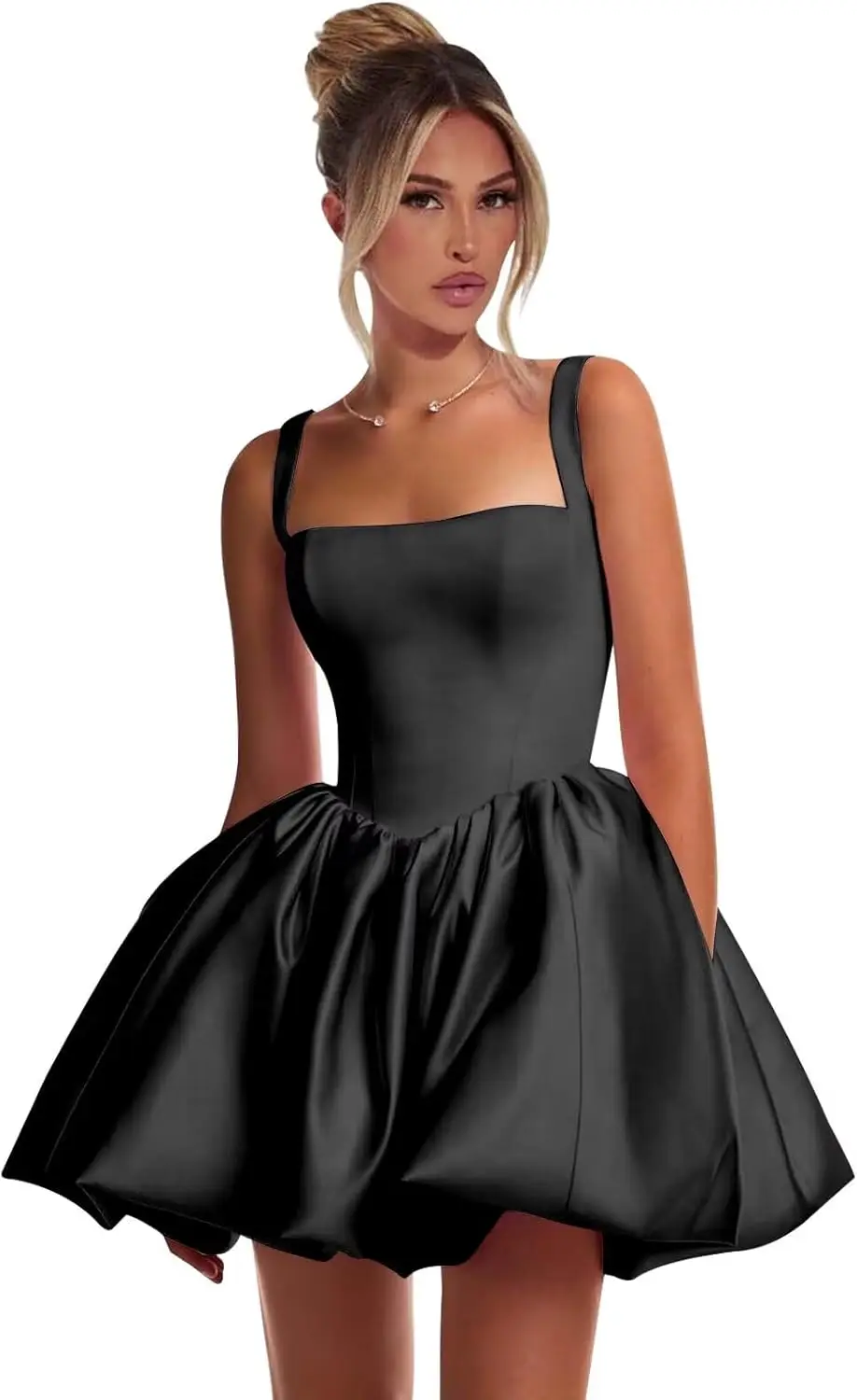 

Satin Short Homecoming Dress for Teens 2025 Square Neck A-Line Corset Mini Party Prom Gown Cocktail Dress