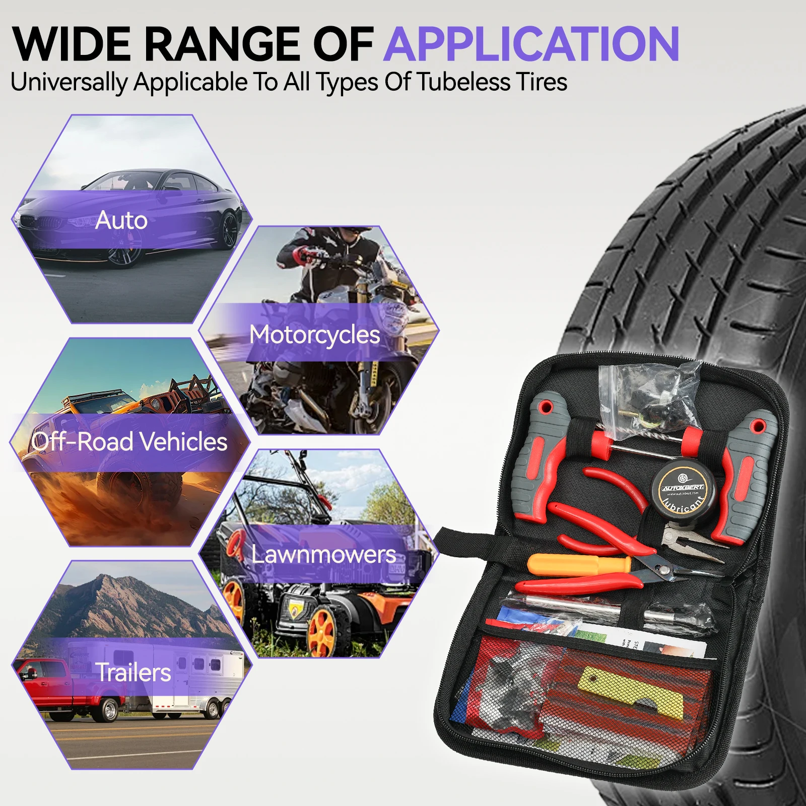 

75 шт. комплект для ремонта шин для автомобиля, грузовика, мотоцикла, велосипеда, набор инструментов для фиксации проколов с вставными инструментами и заглушками, резиновые гвозди для шин