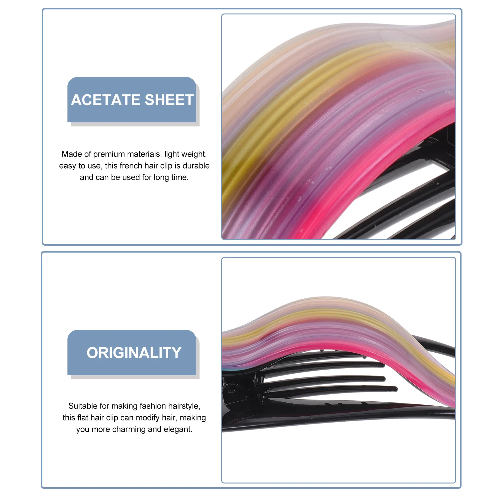 

Зажим для волос во французском стиле, ацетатный плоский зажим для женщин, тонкая ручка, большой зажим для челюсти, модный аксессуар