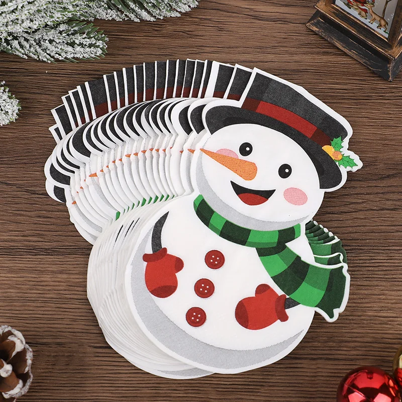 20pcs Christmas Alien Napkins Christmas Tree Snowman Santa Claus Merry Christmas Party Table Decoration Props