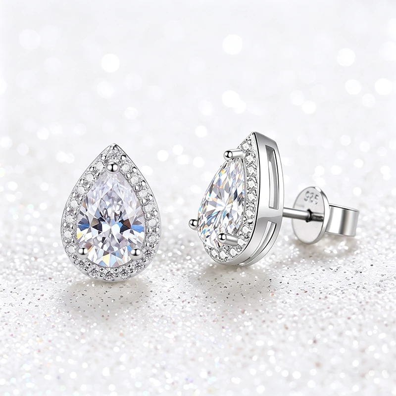 0,5-2ct D-Farbe VVS1 Herzschliff Moissanit Ohrstecker S925 Silber Halo-Fassung Ohrringe GRA-Zertifikat Edelschmuck – Detail 8