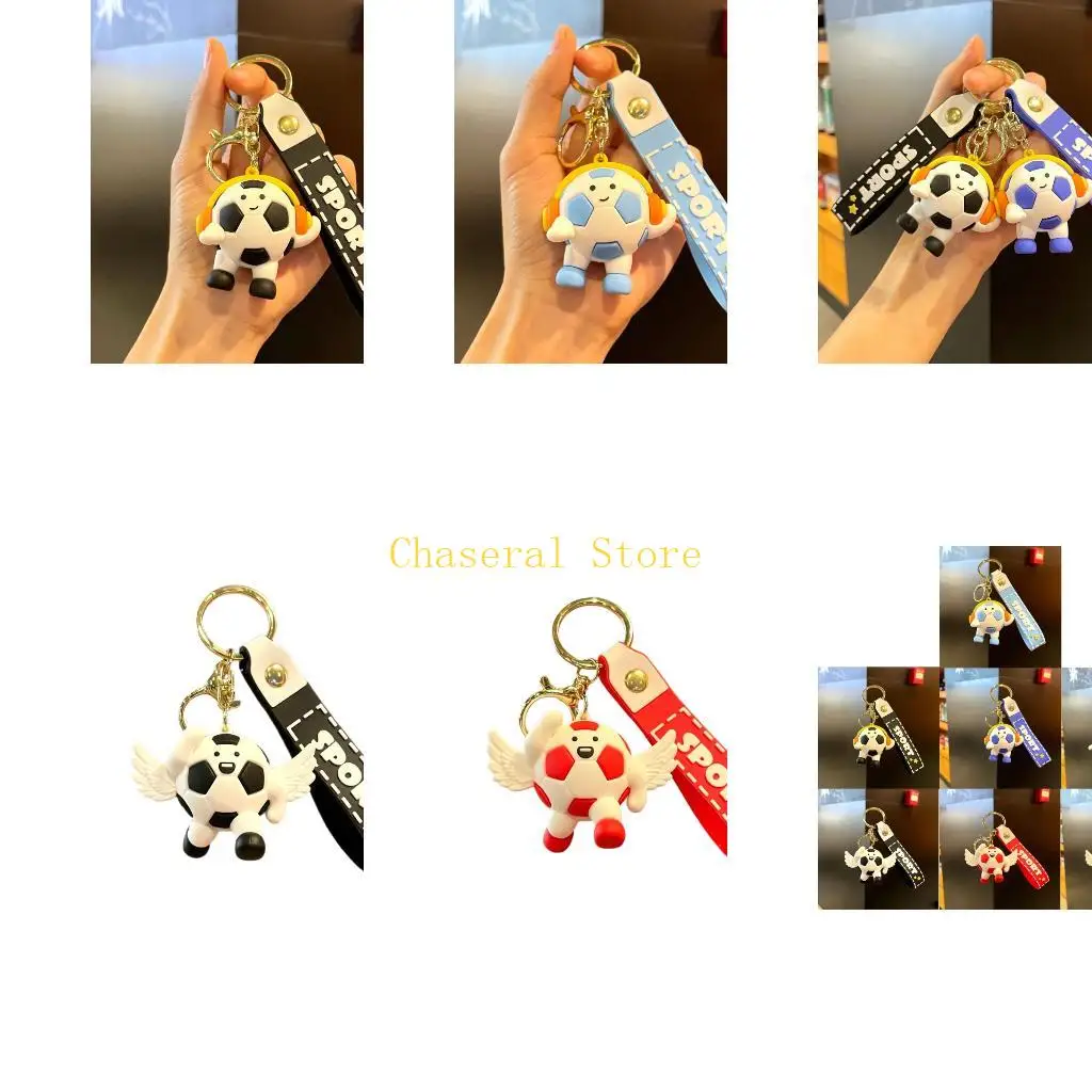 

E7CE Playful Football Toy Keychain User Friendly PVC Bag Hanging Charm For Most Ages