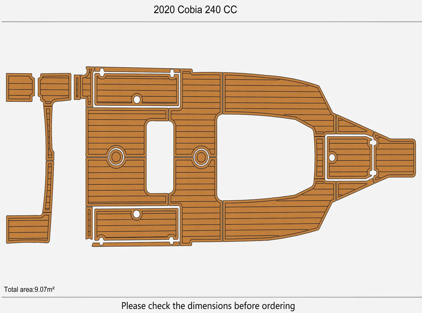 Anti-Skid EVA Faux Teak Self-Adhesive 6mm Boat Deck Pad for 2020 Cobia 240 CC Yacht Cockpit Durable Marine Floor