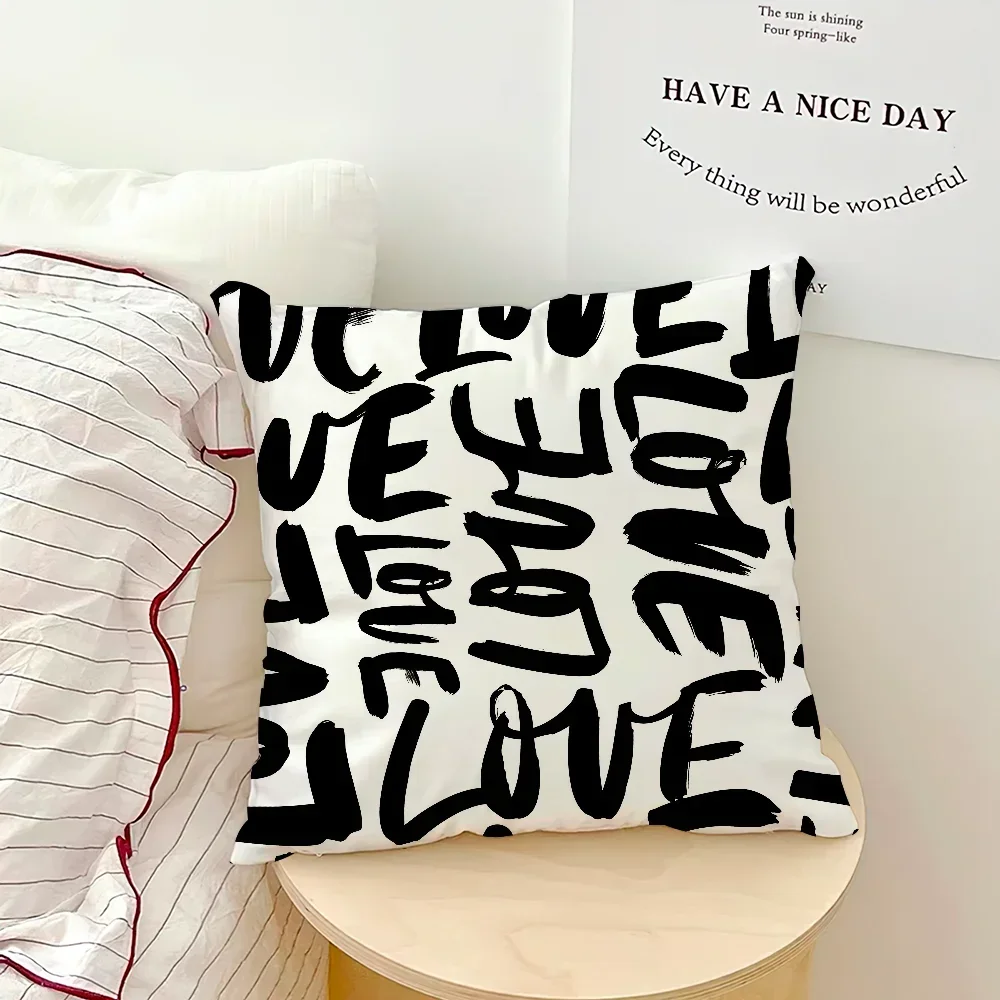 Black Comfortable Abstract Soft Stripe Pillow Case White Art Sofa Geometric Living Room Home Office Decor Protective Covers - view 6
