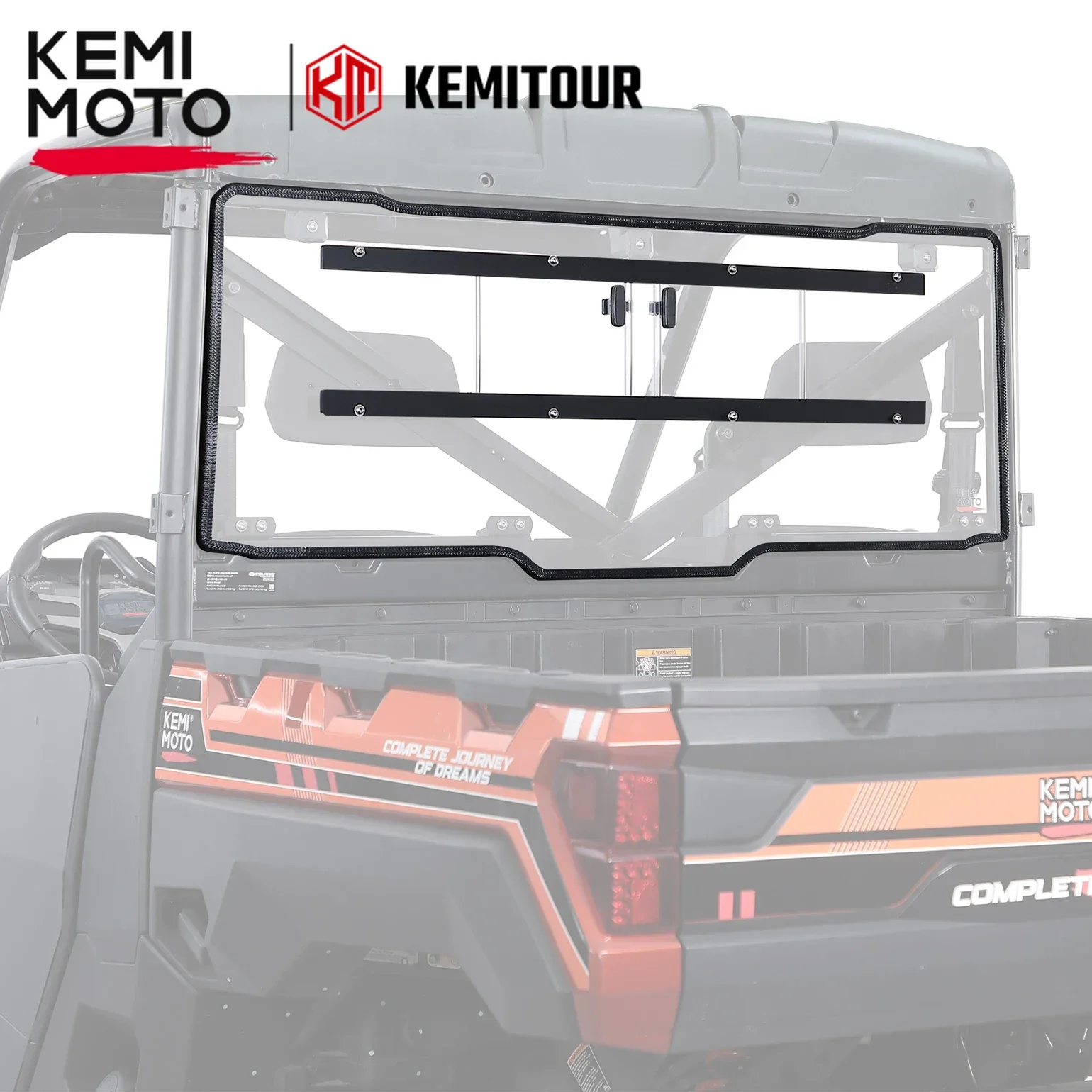 KEMIMOTO 2-IN-1 Hard PC Rear Windshield Defrost Sliding Vents Compatible with Polaris Ranger XP 1000 / 1000 / 900 XP 2013-2024