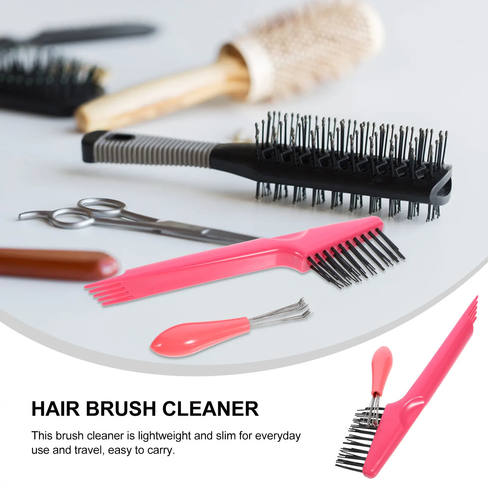 1Set Hair Brush Cleaner Comb Cleaner Brush Cleaning Tool Ergonomic Design Hair Removal Rake for Salon Home Comb Cleaning Tool view 3