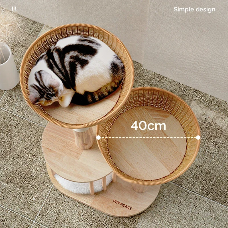 Solid Wood Cat Nest Scratching Climbing Platform Sleep and Play Small Apartment Does Not Occupy Cat Nest Tree Tower Apartment