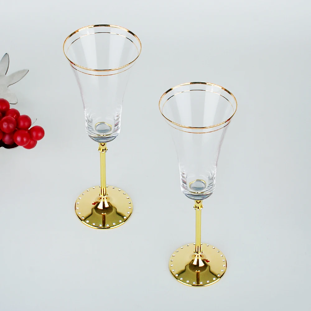 2pcs Wedding Handmade Crystal Red Wine Goblet Glass Luxury Champagne Flutes Glasses Whiskey Cup Drinkware Party Lover Gift