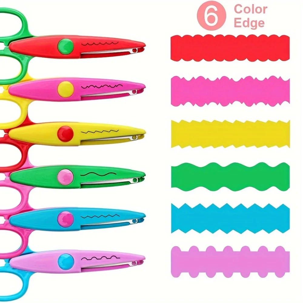 6Pcs/Set Decorative Wavy Scissors - PP Plastic Craft Scissors for Paper Cutting, DIY Projects, Art Supplies & Creative Gifts