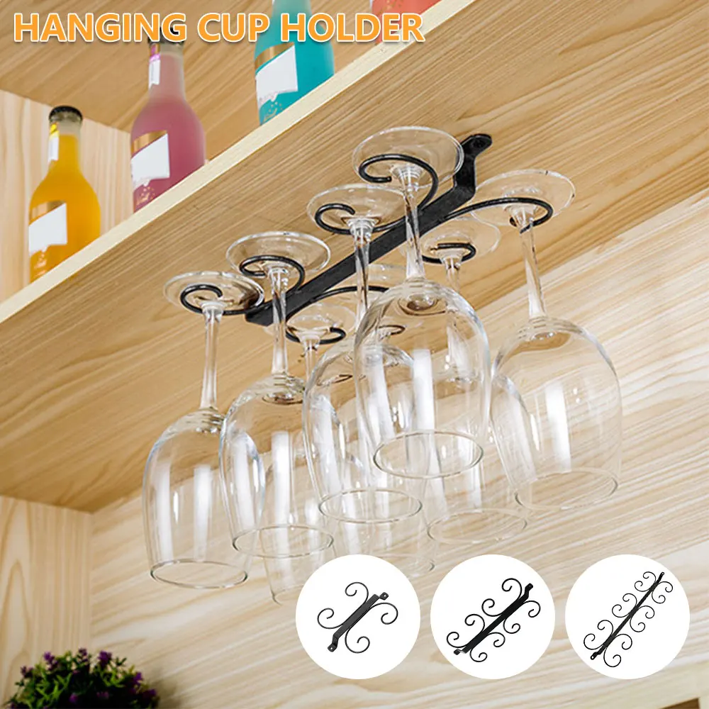 Suporte de rack de vidro de vinho de metal sob o armário stemware pendurado suporte de armazenamento para bar cozinha copo de vinho prateleira organizadores ferramentas