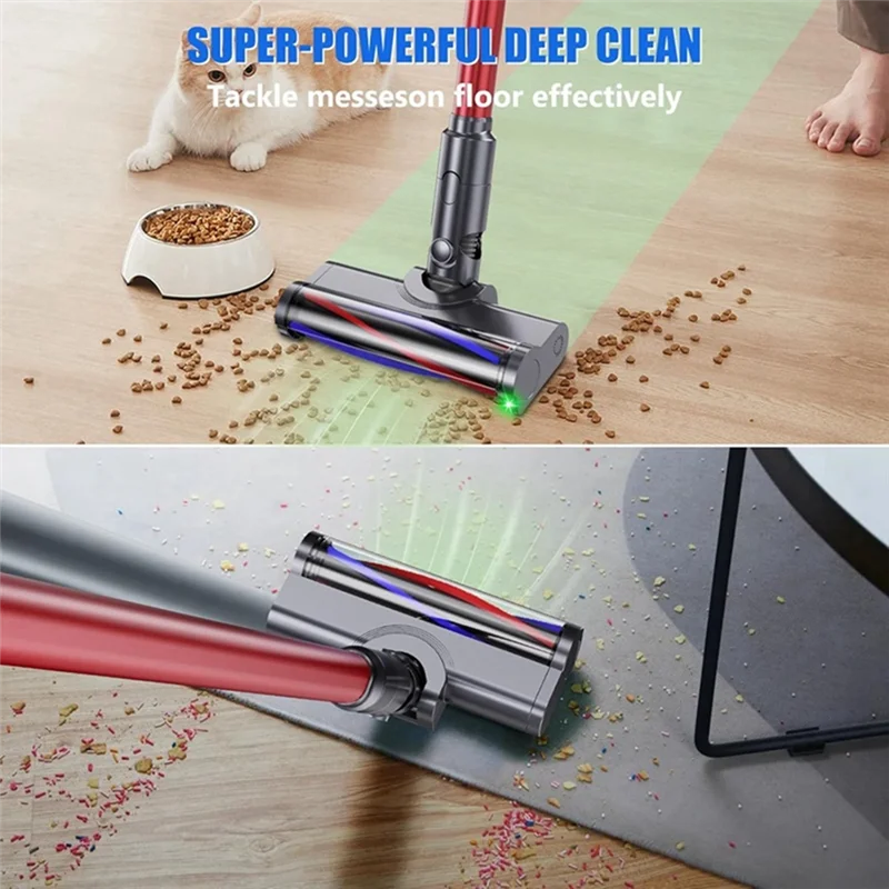 ABUS-Per Dyson V7 V8 V10 V11 V15 Aspirapolvere Morbido Rullo di Pelucchi Spazzola Testa di Pulizia Con Fari A LED Verde Attacco