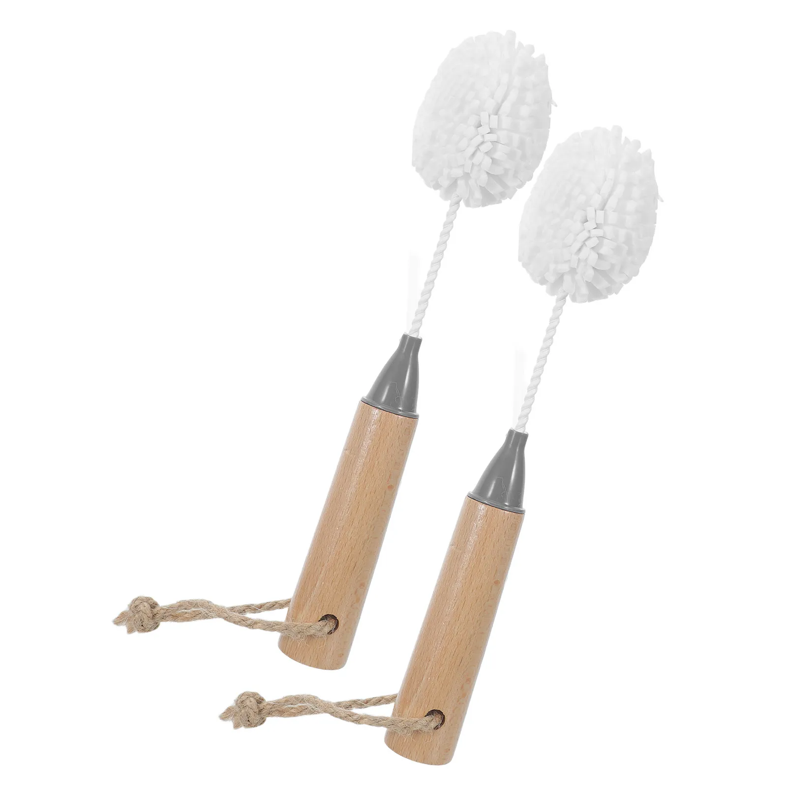 Wine Glass Cleaning Brush Set – 2-Piece Bamboo Handle with Soft Non-Scratch Bristles for Decanters, Flutes & Stemware