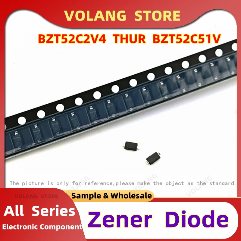 50Pcs BZT52C24 SOD-123 WO Zener Diode 500mW 0.5uA BZT52C27 WP BZT52C30T1G WQ BZT52C33-7-F WR C36 WS 39V WT 43V WU C47 WV 51V  WW