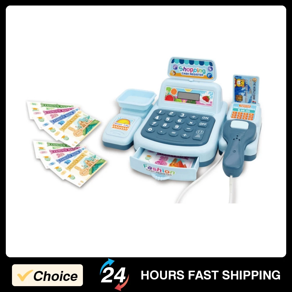 Cash Register Playset Supermarket Checkout Toy Children's Role Playing Toys Family Play Supplies