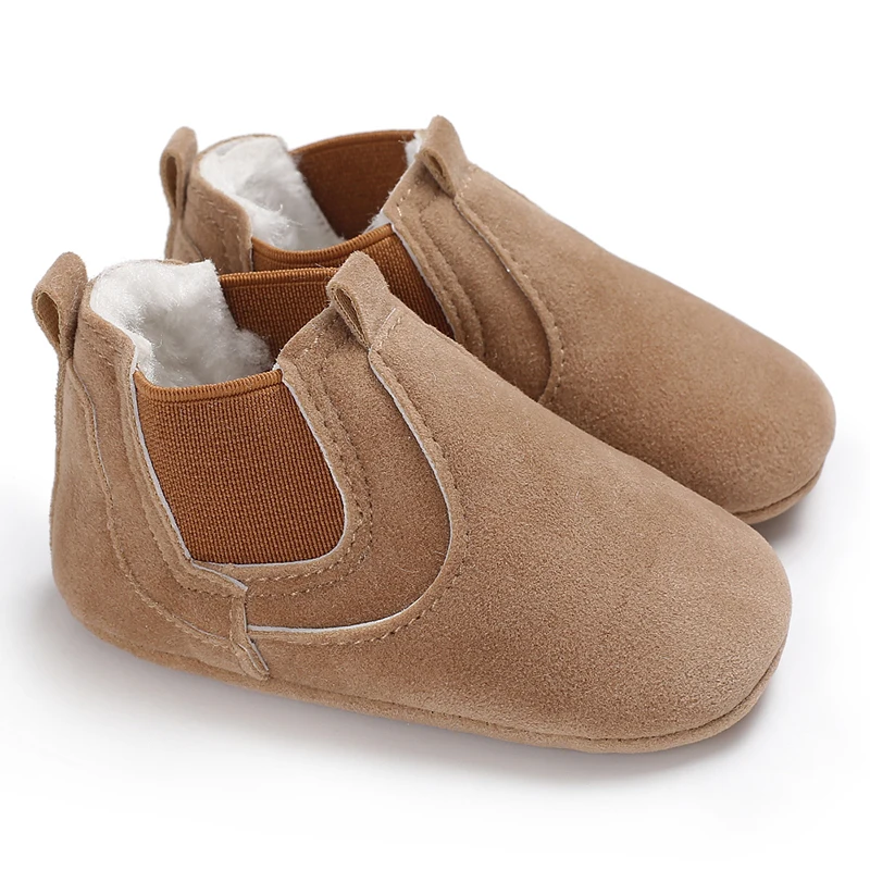 Autumn And Winter Baby Walking Shoes With Plush And Thickened Baby Shoes Bean Shoes Bow Shaped Front Shoes