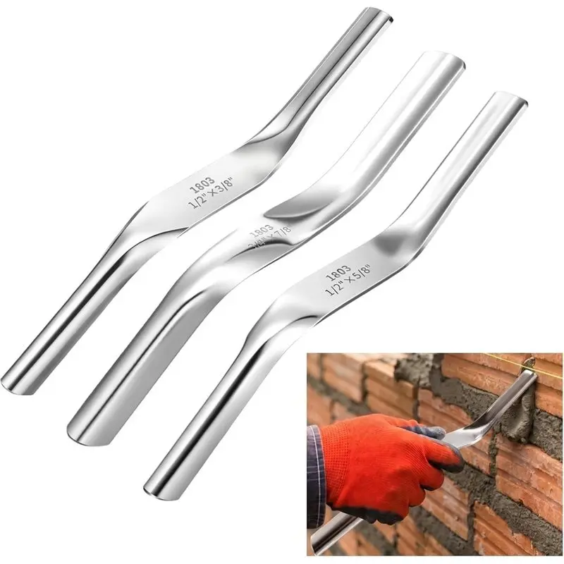 T19C Concrete Masonry Jointer 3Pcs Stainless Steel Double Ended Wall Straightener Tool For Bricks And Blocks