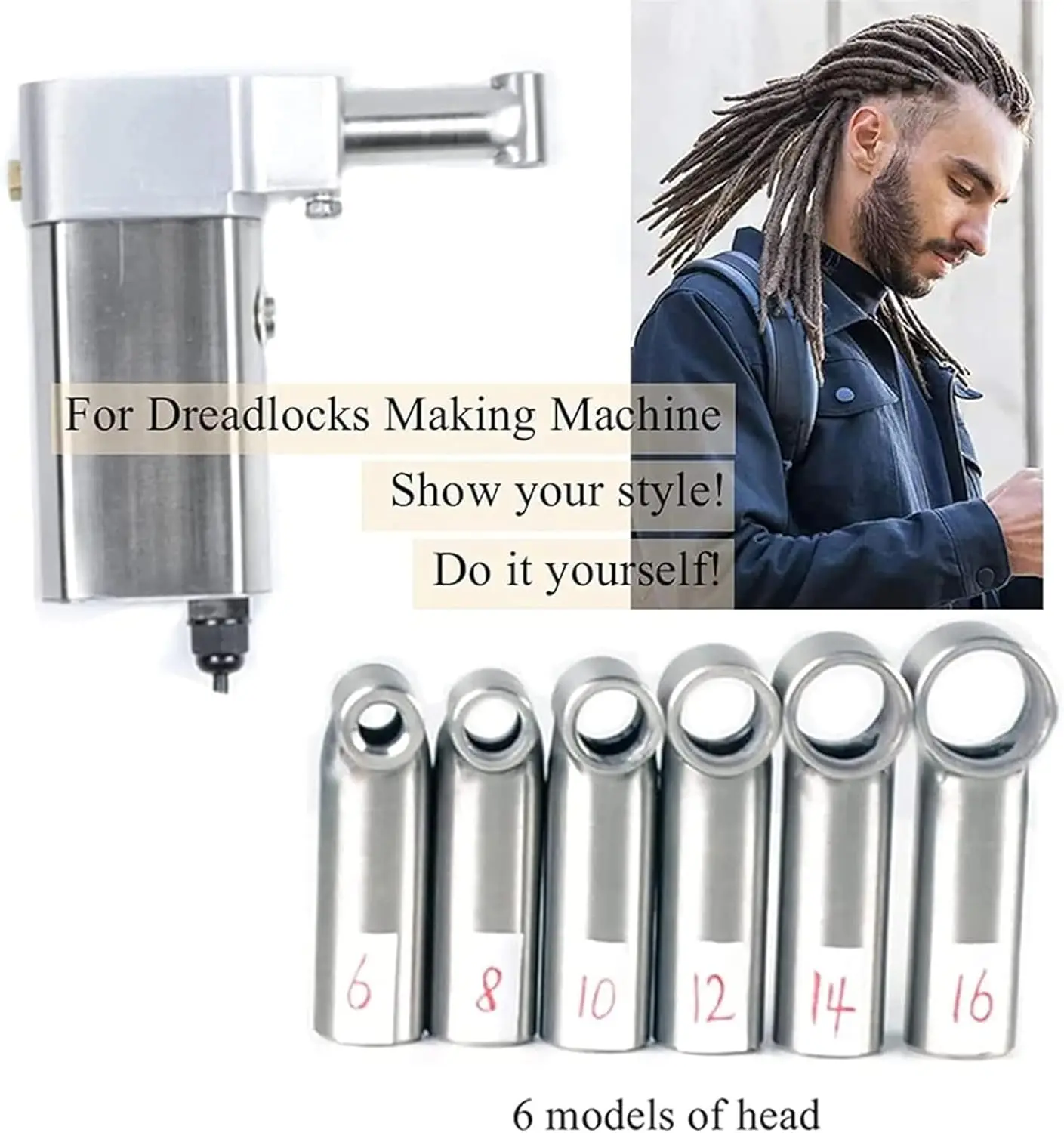 Electric Dreadlocks Machine, Stainless Steel Dreadlocks Tool Kit with 20 Crochet Needles, Dreadlocks Braiding Hair Extensions