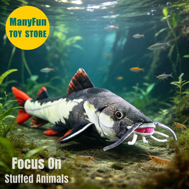 

Redtail Catfish Plush Toy Realistic Catfish Plushie Lifelike Fish Stuffed Animal Simulation Doll Toy Gifts