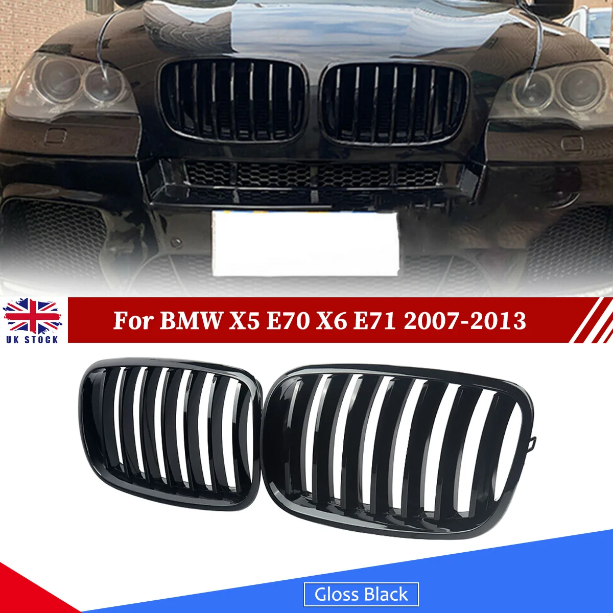 

Решетки радиатора для BMW X5 E70, передняя решетка в стиле «ноздри», глянцевая черная, 2006-2013, 51137157687, 51137157688