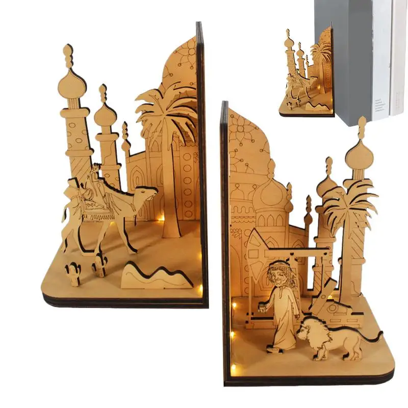 

DIY Wooden 3D Arabic Ethnic Scene Book Nook Shelf Miniature Kits Bookshelf Bookend Decor Handmade Gifts