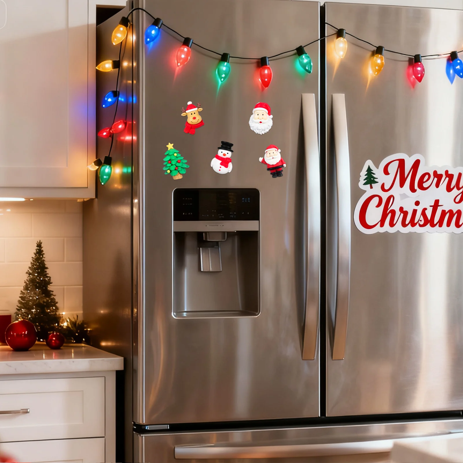 

5Pcs Santa Claus Christmas Refrigerator Magnet Cartoon Fridge Decor Kitchen Office Xmas Party Favors Small Magnets