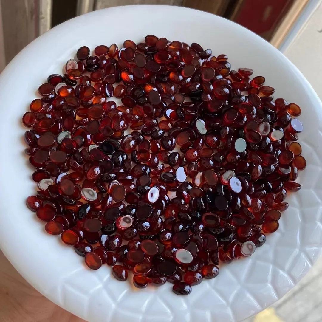 Wholesale 20pcs/pack Genuine Garnet 6x8mm Oval Semi-Precious Gemstone Jewlery Cabochon Ring Face For Jewelry DIY