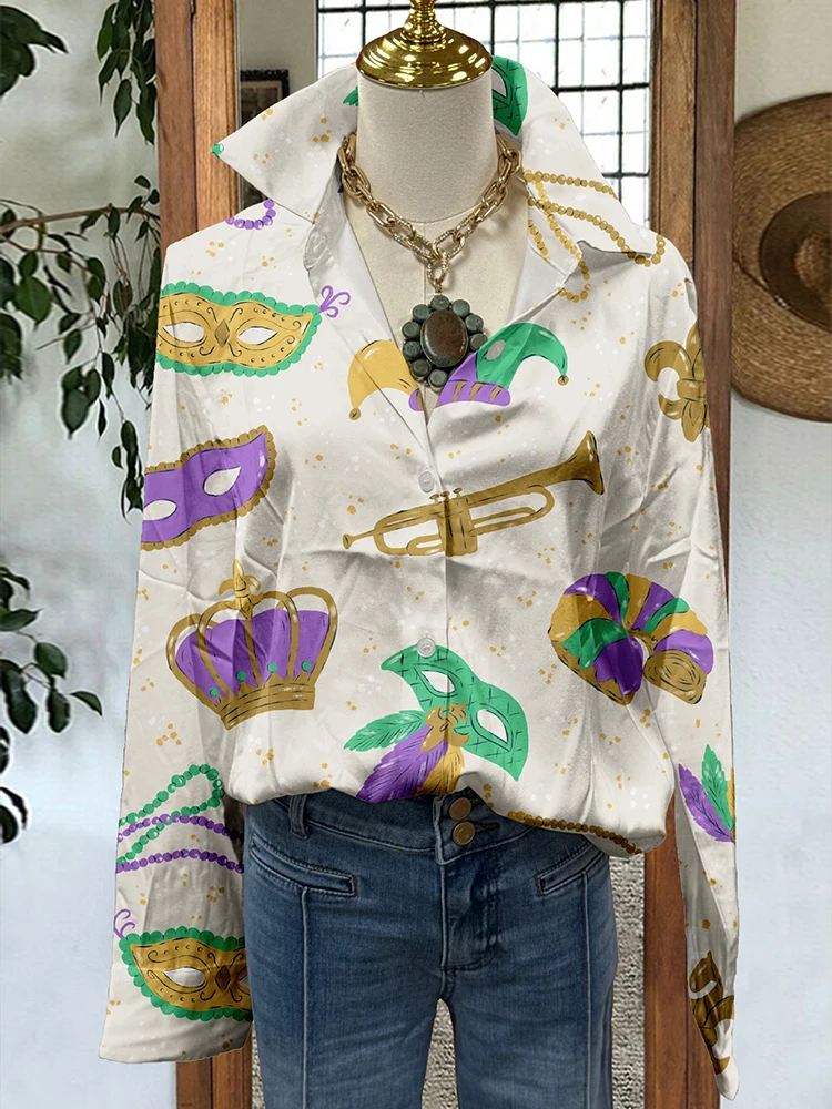 Mardi Gras Mask Bread Print Shirt