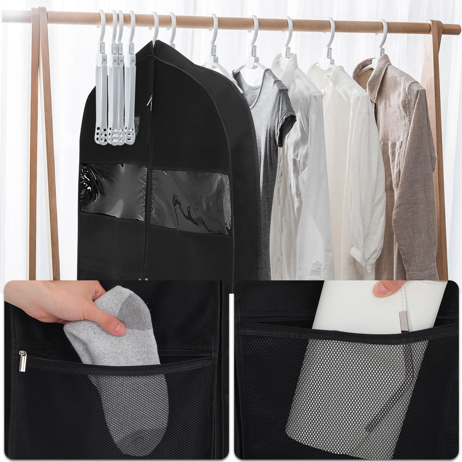 

2Pcs Long Clothes Storage Dustproof Garment Bags Hanging Suit Bags Travel Dress Cover Suit Bag Dance Costume Garment Bag