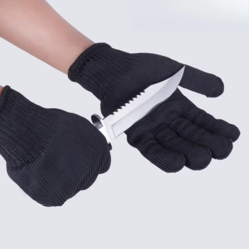 2 Pair Safety Gloves Black Anti Cutting Gloves Wear Resistant Steel Wire Metal Mesh Work Gloves Security Protection Accessories