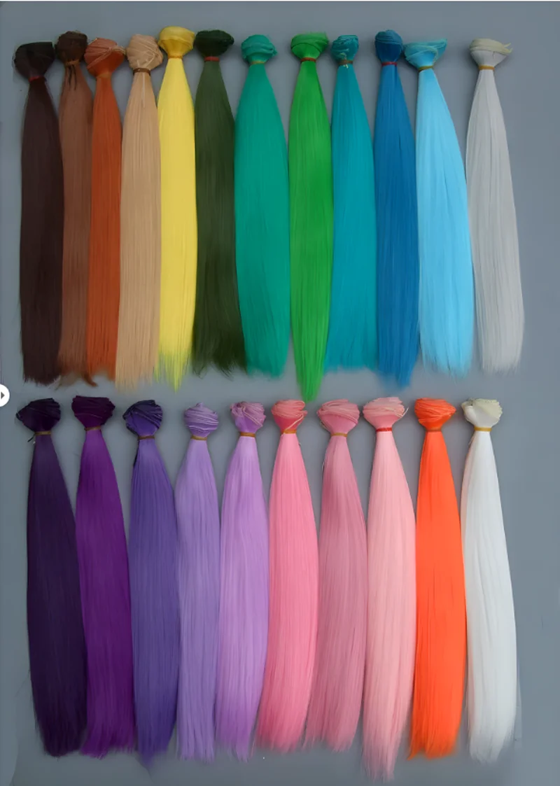 30cm long strraight doll hair Pink white brown purple color orange white color straight BJD doll Hair Treeses diy doll wigs