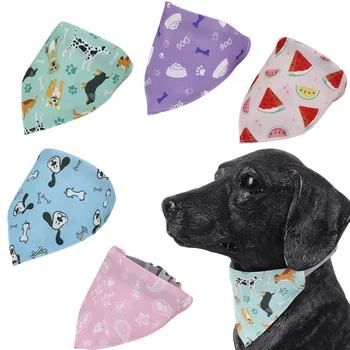 Adjustable Pet Bandana Cotton - Dog Cat Cartoon Print Drool Bib for Daily Use, Triangle…