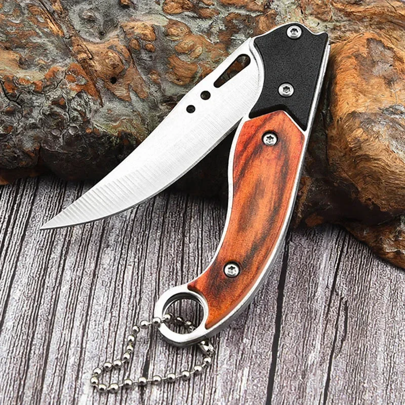 1PC Mini Unlocking Folding Knife High Hardness Pocket Knife Portable Key Chain Unboxing Cutter Outdoor Hiking Self Defense