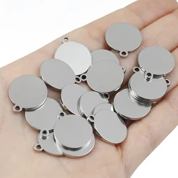 10-20pcs 6/8/10/12/15/18/25mm Stainless Steel Pendant Flat Circle Blank Cabochon Setting Tray For Jewelry Making DOY Accessories