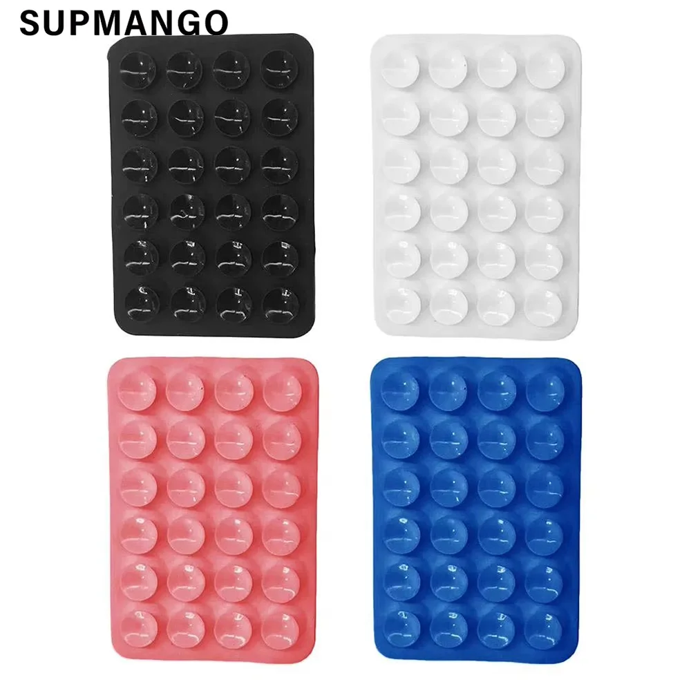 Suction Cup Wall Stand Mat Multifunctional Silicone Leather Square Phone Single-Sided Case Anti-Slip Holder Mount Suction image 3