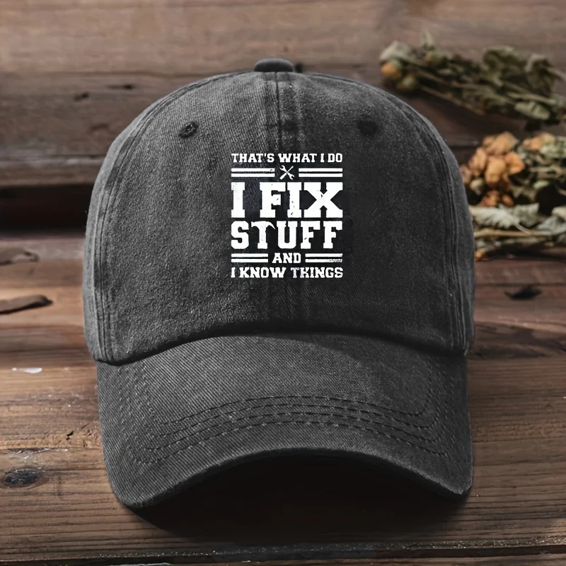

Adjustable Baseball Cap with "I FIX STUFF" Print, Sun Protection, Washable Polyester - Ideal for Outdoor Activities and Birthday