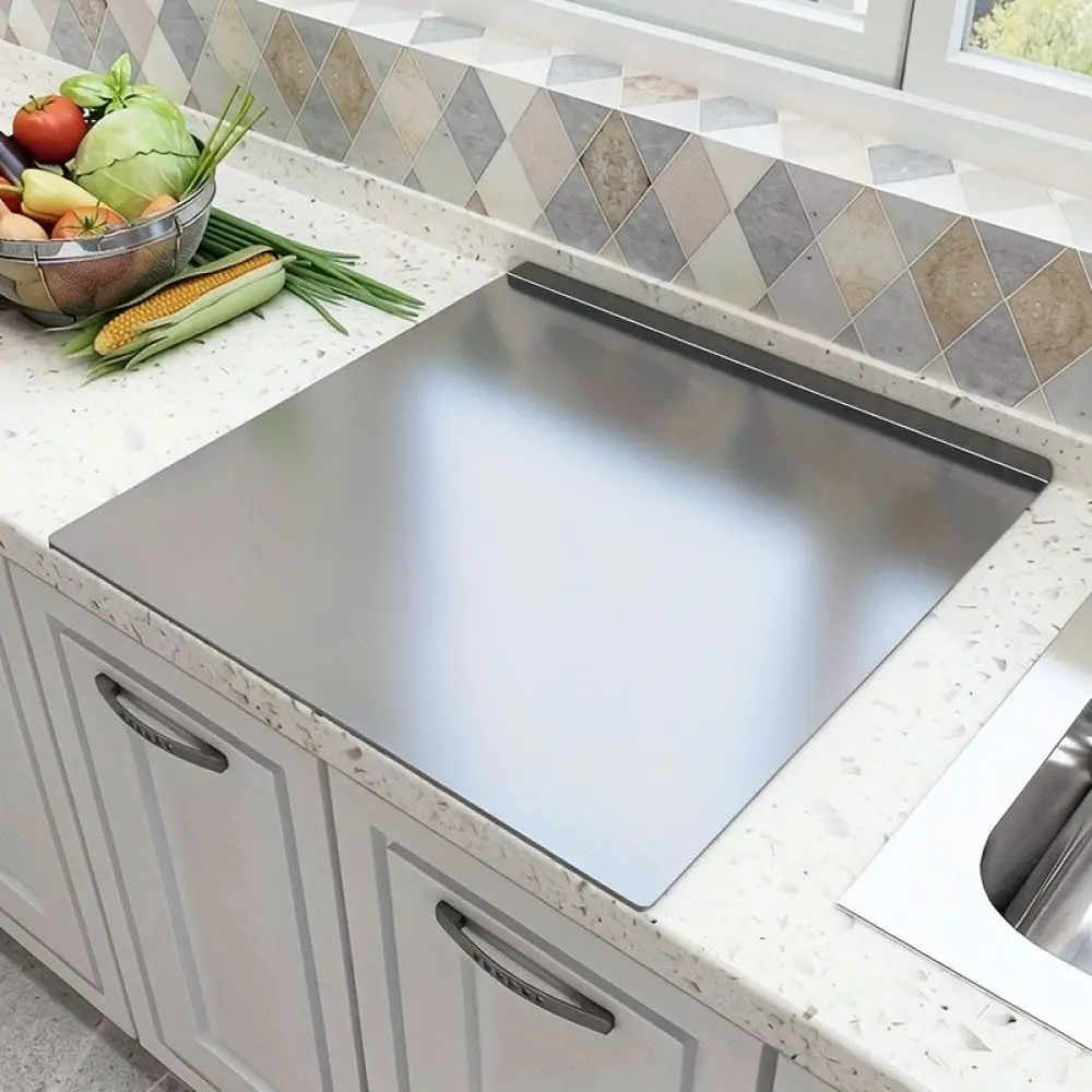 Premium Stainless Steel Kitchen Cutting Board Heavy Duty Anti Slip Chopping Block Large Size For Food Prep