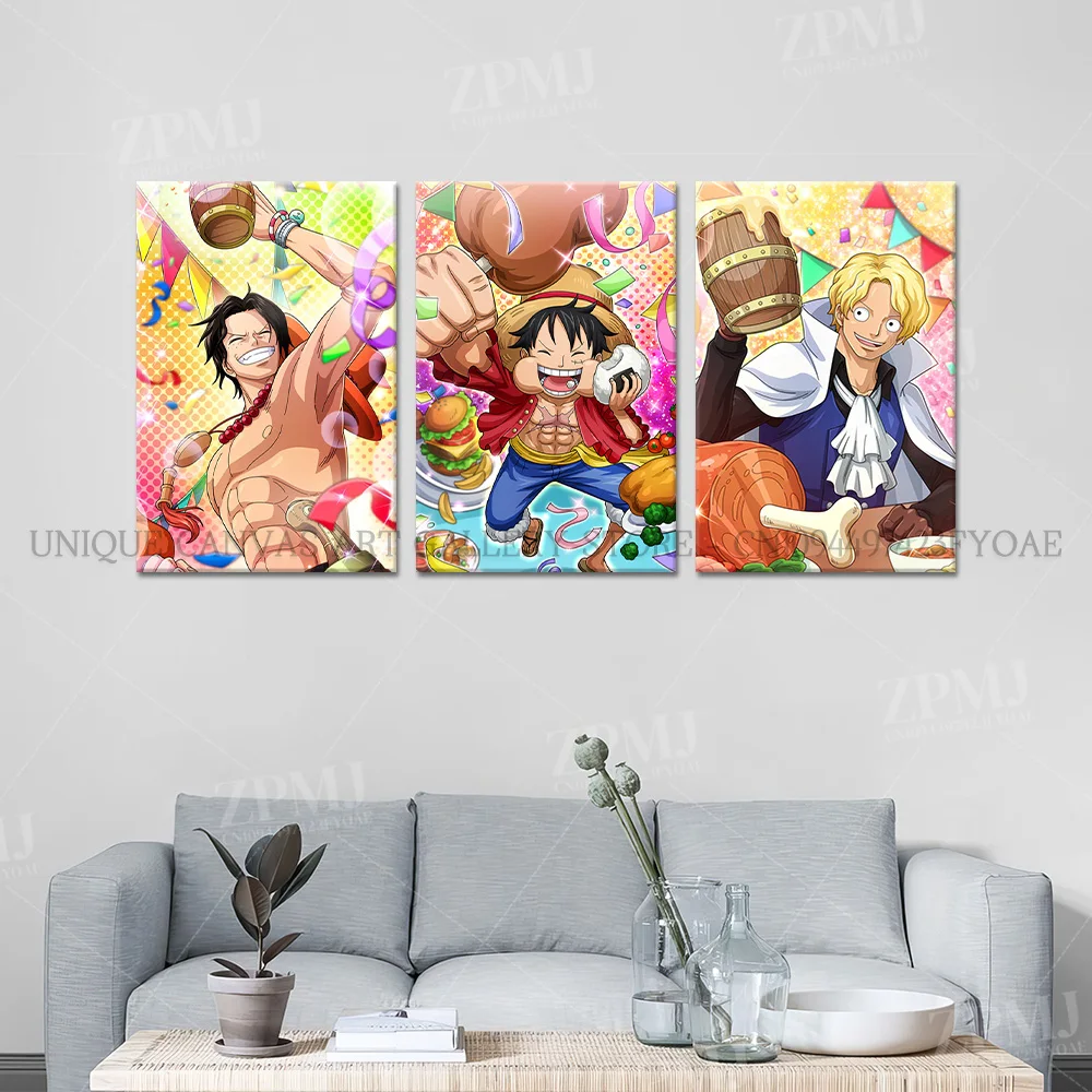 One Piece Wandkunst Gemälde Bilder Anime Hd Drucke Home Poster Leinwand für Wohnzimmer Portgas D. Ace Figuren Dekoration – Detail 2