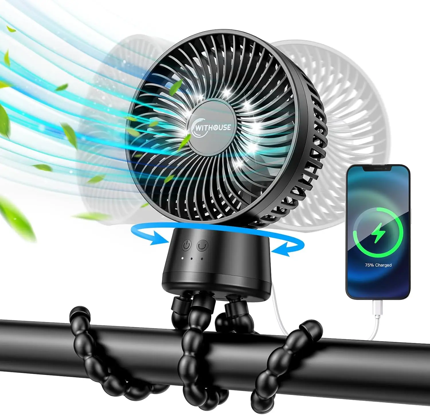 

10000 мАч портативный автоматический осциллятор 3-в-1 съемный гибкий штатив перезаряжаемая батарея с зажимом на вентиляторе стол для детской кроватки